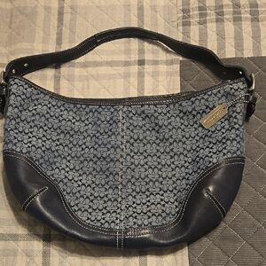 Coach Navy and Denim Shoulder Bag